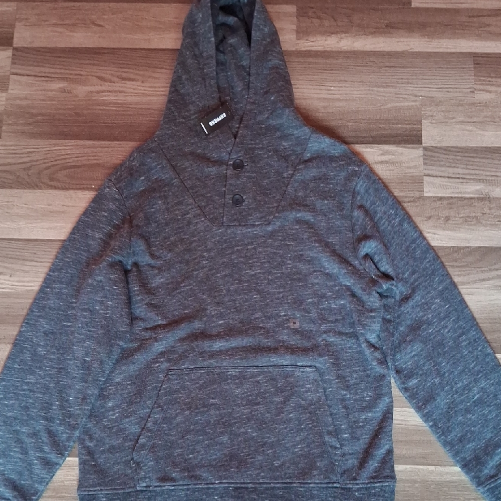 Express Charcoal Hoodie with Button Detail